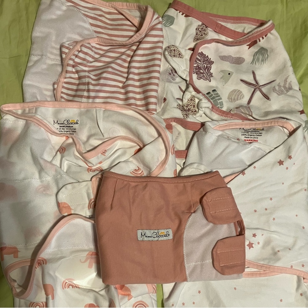 Mama cheetah baby swaddles pink white small (5)